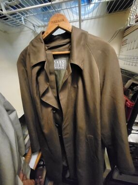 Saks Fifth Avenue Men's Dark Brown Leather Trench Coat